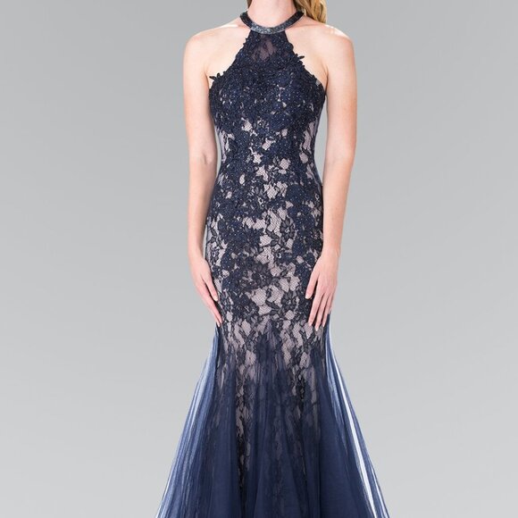 Halter Neck Sequined Mermaid Dress GSGL2243 - Picture 1 of 7